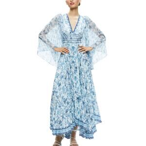 Alice + Olivia Elegant Blue Sion Sunburst Maxi Size 2 Dress